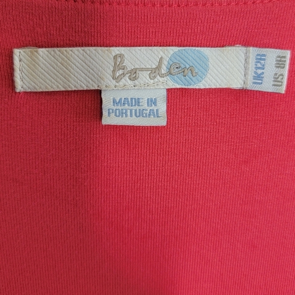 Boden | Coral & Beige Polka Dot Surplice Crossover Bust Dress Size US 8R - Picture 4 of 5